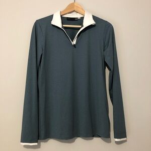 KJUS Teal Long Sleeve Half-Zip Shirt Size 40 Women’s Large UPF 50 Golf Polo